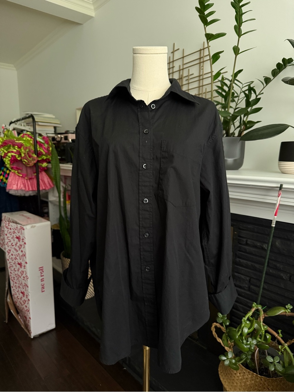 GAP Black oversized cotton poplin Button-Up Shirt